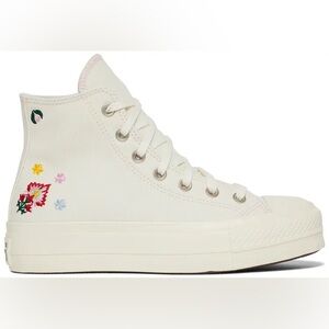 Converse All Star Lift Platform High 'Floral Embroidery - Egret' Womens Size 8.5